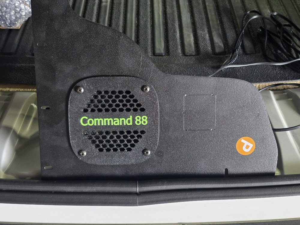 HAVIS replacement cover installed in a vehicle, printed with Command 88 text